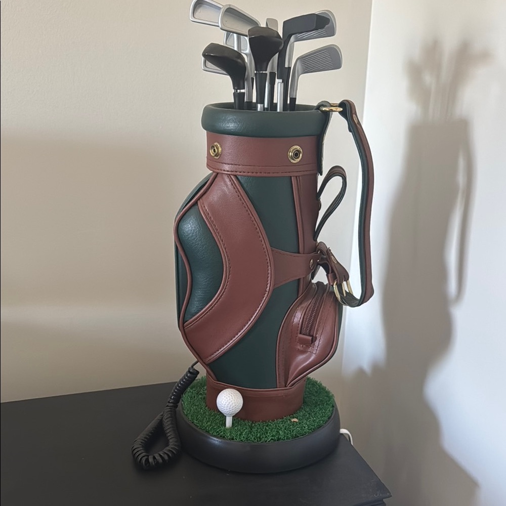 Golf Club Phone Holder with Brown and Green Accents